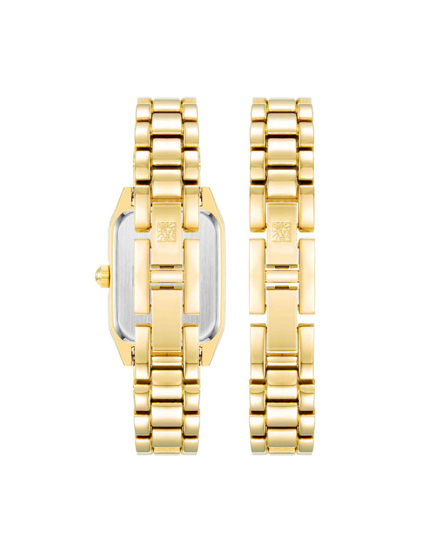 Anne Klein Octagonal Watch And Bracelet Set Gold-Tone/Black
