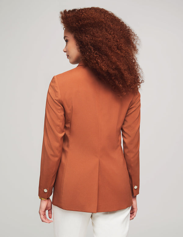 Anne Klein One Button Jacket With Notch Collar- Sale Chestnut