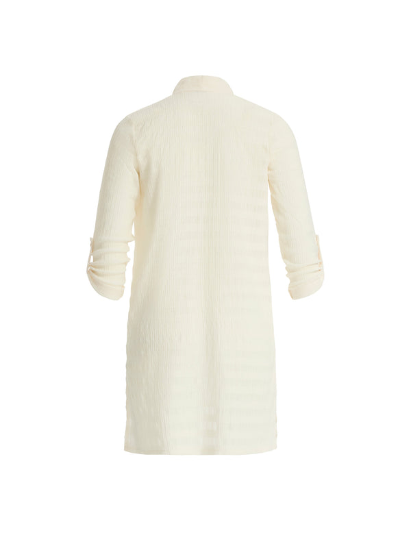 Anne Klein Open Knit Cardigan With Sleeve Tabs Lt Dune