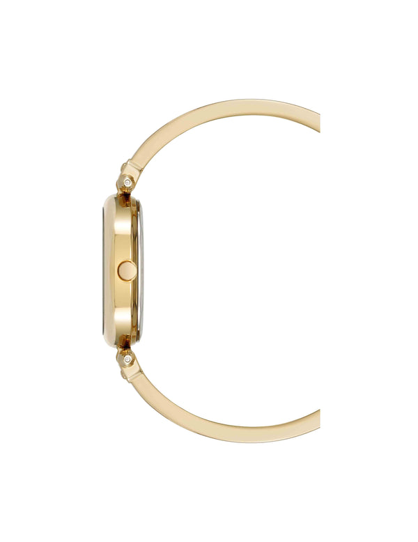 Anne Klein Oval Diamond Accented Bangle Watch Black/Gold-Tone