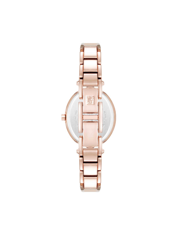 Anne Klein Oval Diamond Accented Bangle Watch Blush/Rose Gold-Tone