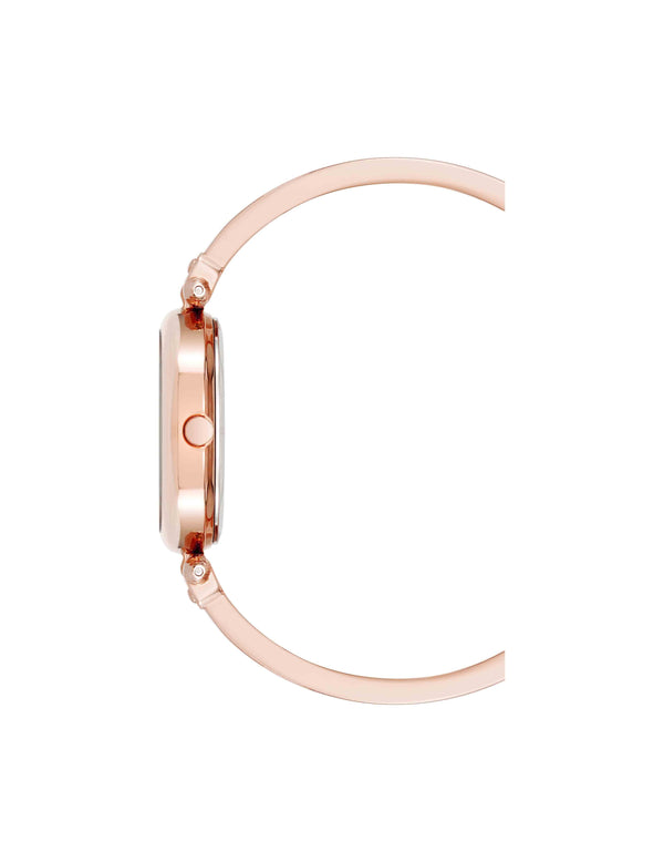 Anne Klein Oval Diamond Accented Bangle Watch Blush/Rose Gold-Tone