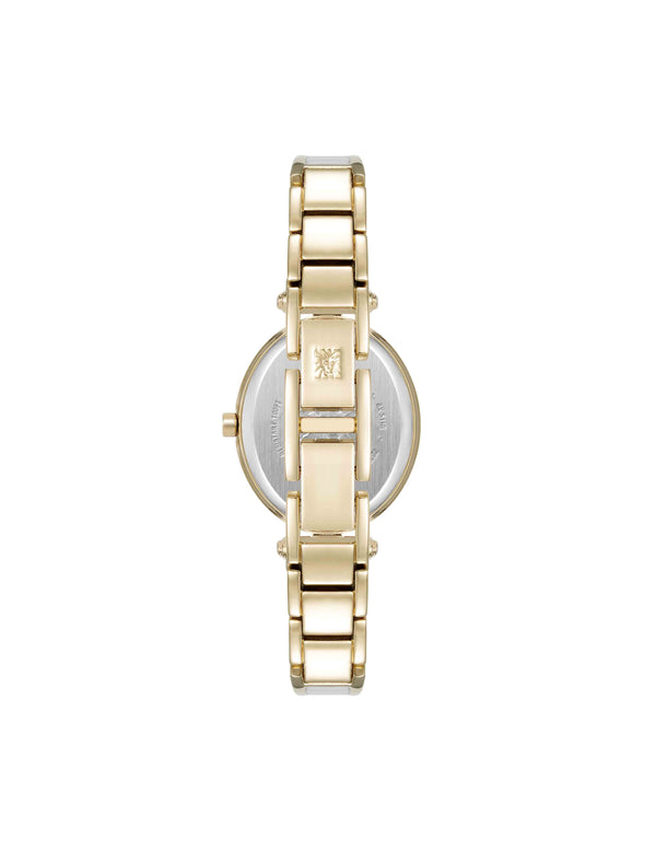 Anne Klein Oval Diamond Accented Bangle Watch White/Gold-Tone