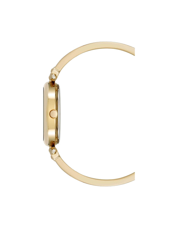 Anne Klein Oval Diamond Accented Bangle Watch White/Gold-Tone