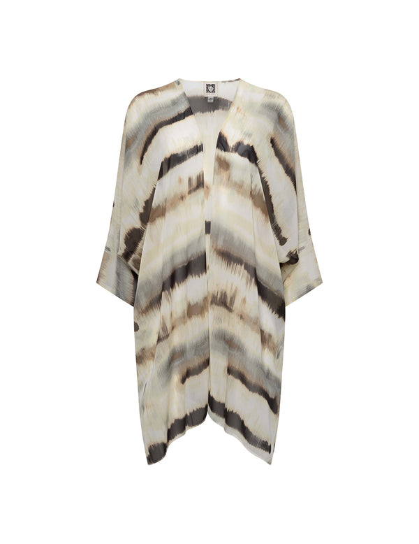 anne klein Oversized Sheer Cardigan White Dove Multi