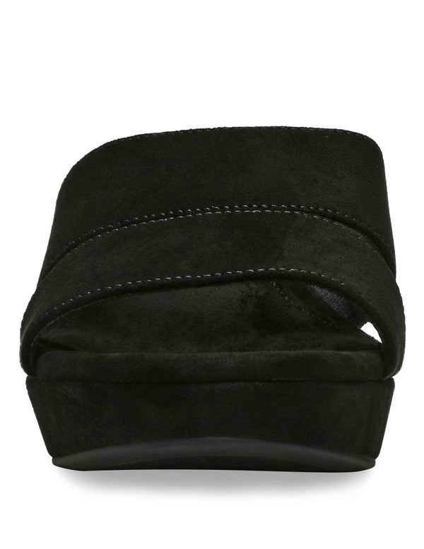 Anne Klein Palmer Platform Heeled Sandal Black Suede