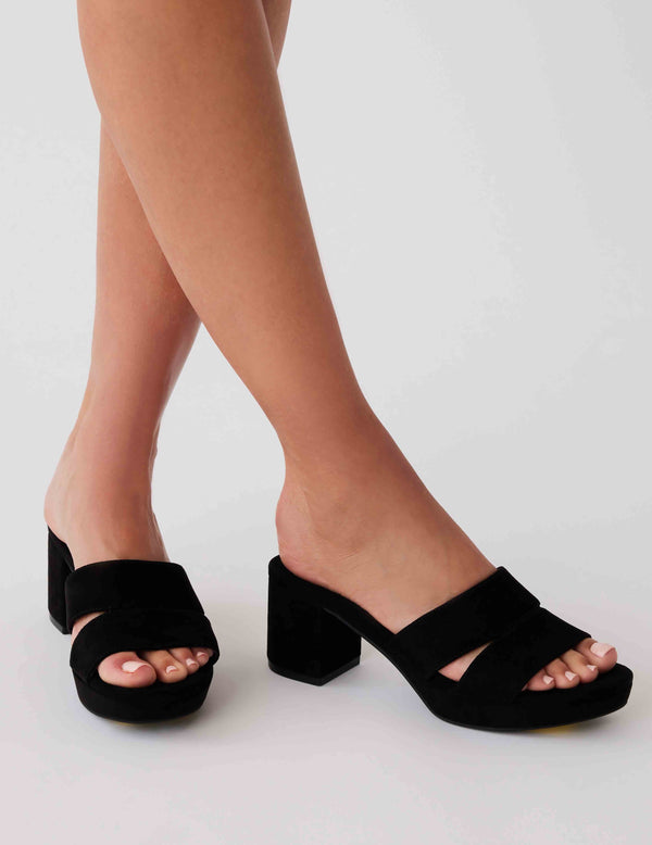 anne klein Palmer Platform Heeled Sandal Black Suede