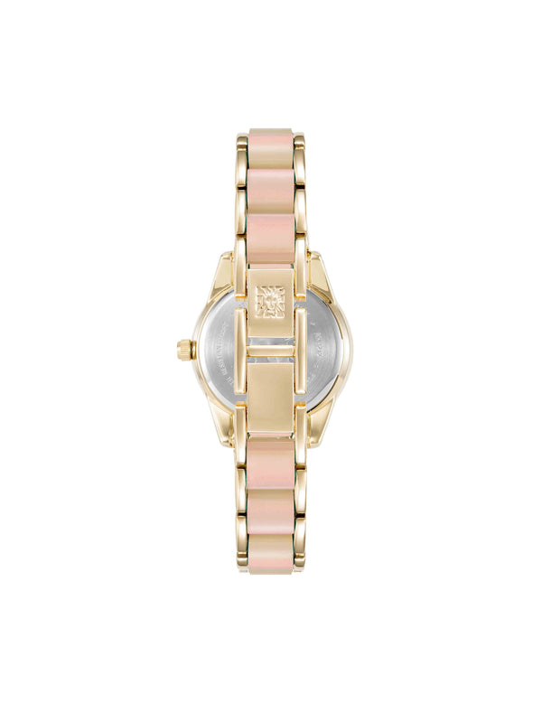 Anne Klein Pearlescent Acetate Link Bracelet Watch Iridescent/Gold-Tone