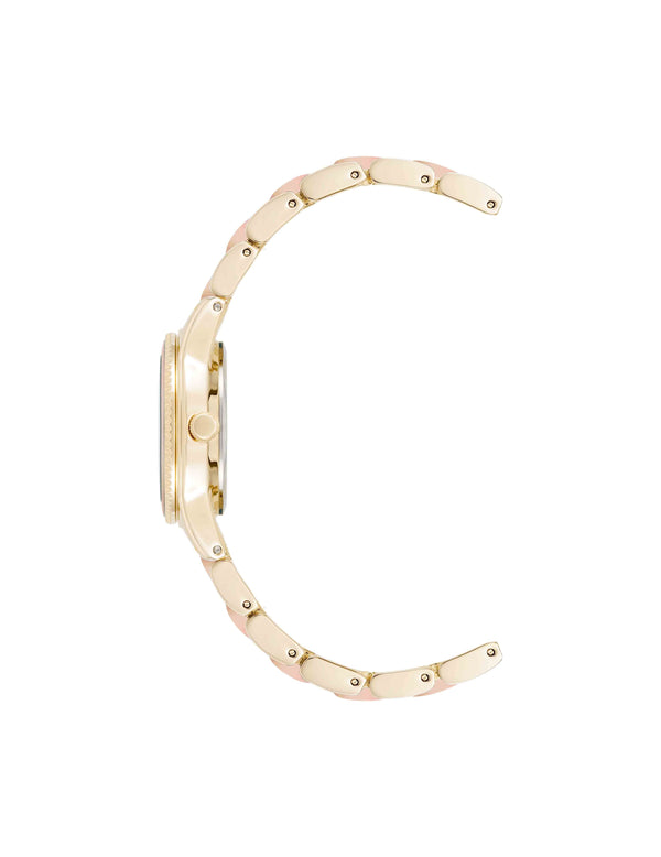 Anne Klein Pearlescent Acetate Link Bracelet Watch Iridescent/Gold-Tone