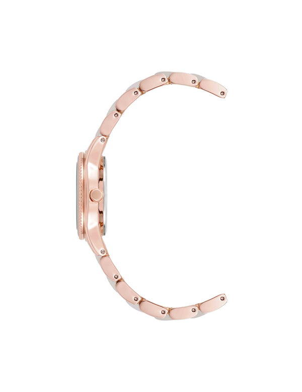 Anne Klein Pearlescent Acetate Link Bracelet Watch Taupe/Rose Gold-Tone