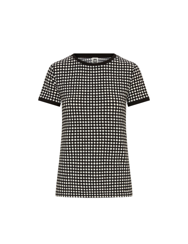 anne klein Pearly Dot Ity Button Up Back Top- Sale Anne Black/ Anne White