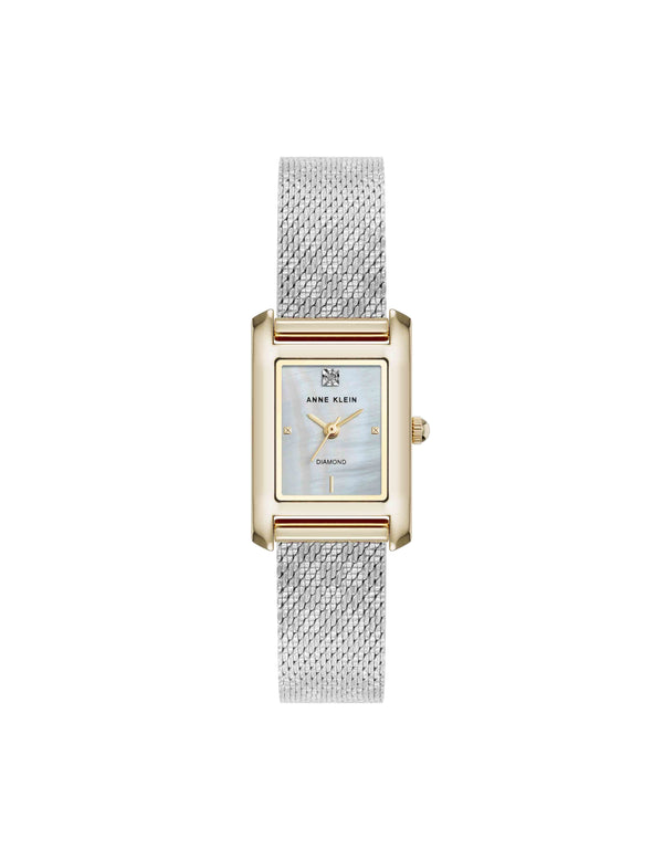 anne klein Petite Diamond Dial Bracelet Watch Silver-Tone/Gold-Tone