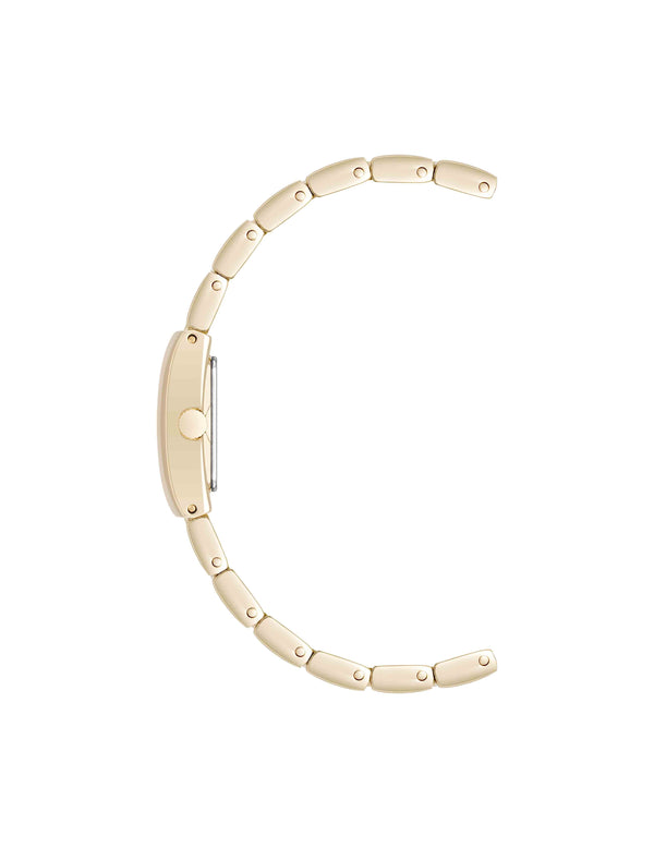Anne Klein Petite Enamel Center Link Bracelet Watch Taupe/Gold-Tone