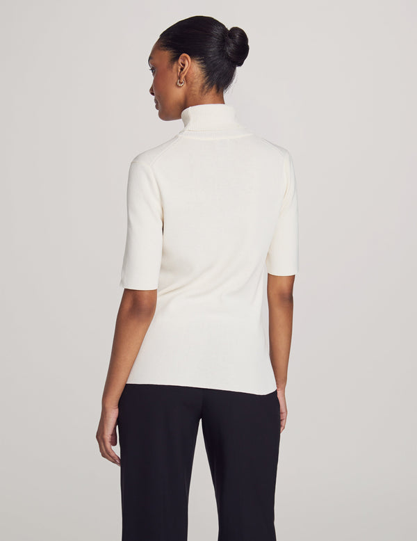 Anne Klein Petite Half Sleeve Turtleneck Anne White