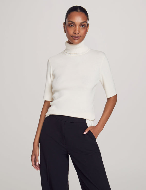 anne klein Petite Half Sleeve Turtleneck Anne White