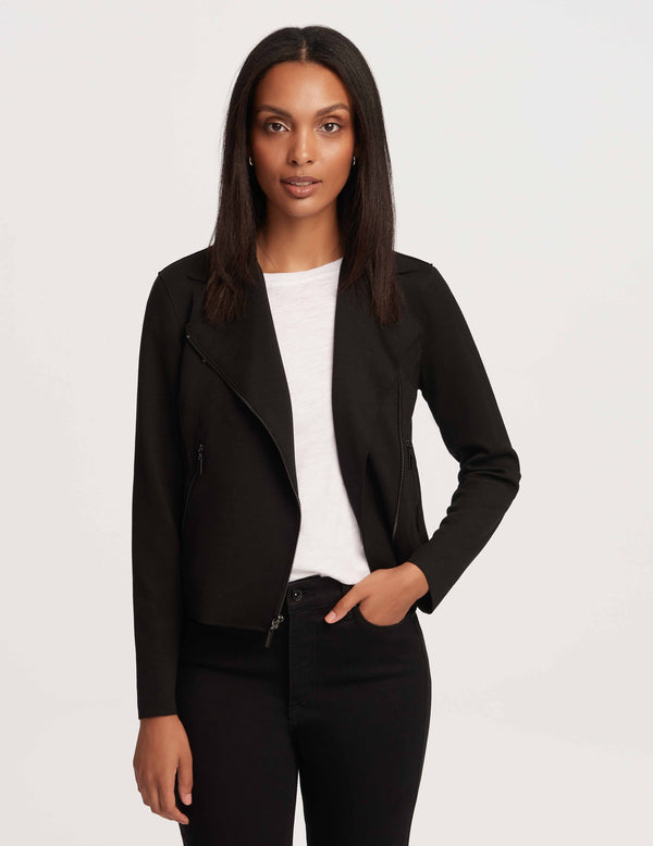 anne klein Petite Moto Jacket With Patch Pockets- Sale Anne Black