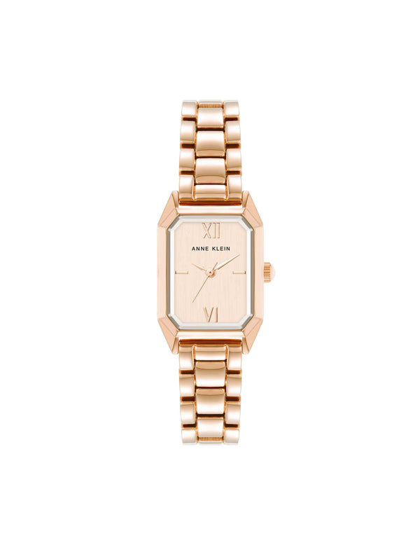 anne klein Petite Octagonal Shaped Metal Bracelet Watch Rose Gold-Tone