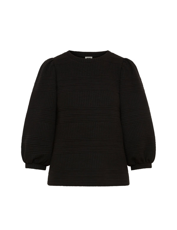 anne klein Petite Puff Sleeve Pullover Novelty Quilt- Sale Anne Black