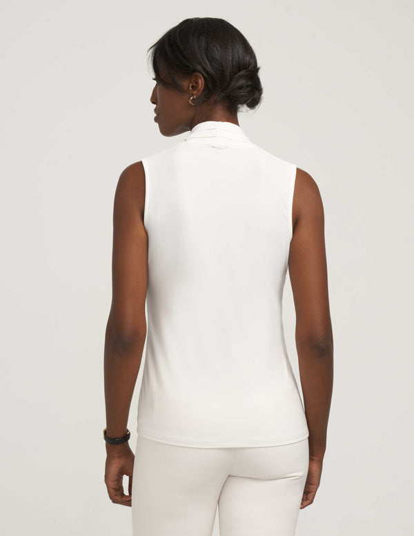 Anne Klein Petite V-Neck Triple Pleat Top- Sale Anne White