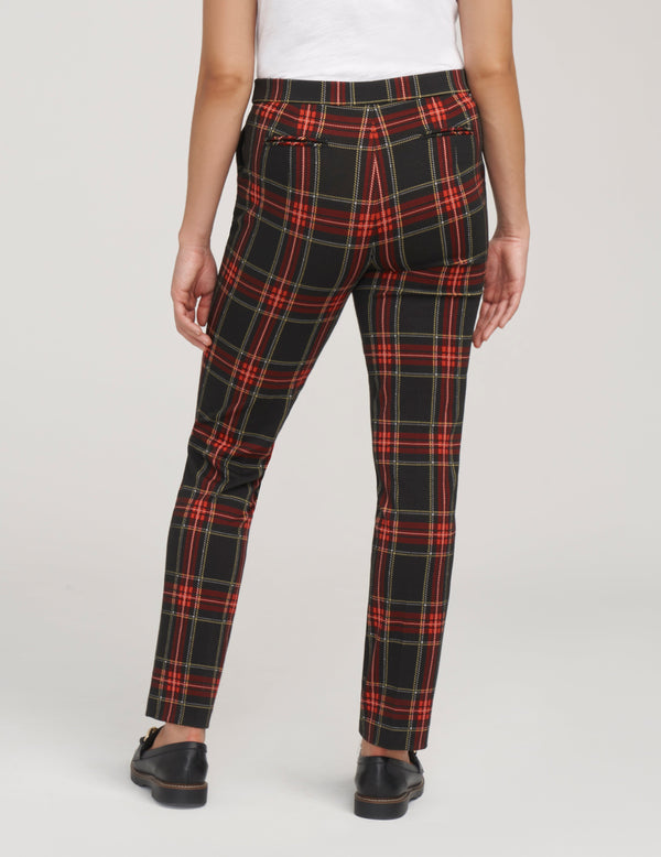 Anne Klein Plaid Slim Ankle Pant- Sale Titan Red Combo