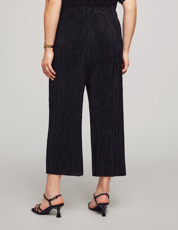 Anne Klein Pleated Knit Pull On Wide Leg Crop Anne Black