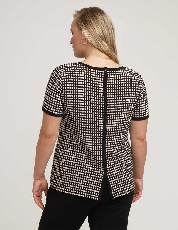 Anne Klein Plus Size Button Back Knit Tee Anne Black/Anne White