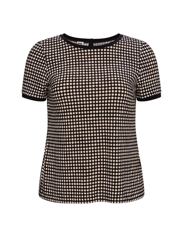 anne klein Plus Size Button Back Knit Tee Anne Black/Anne White