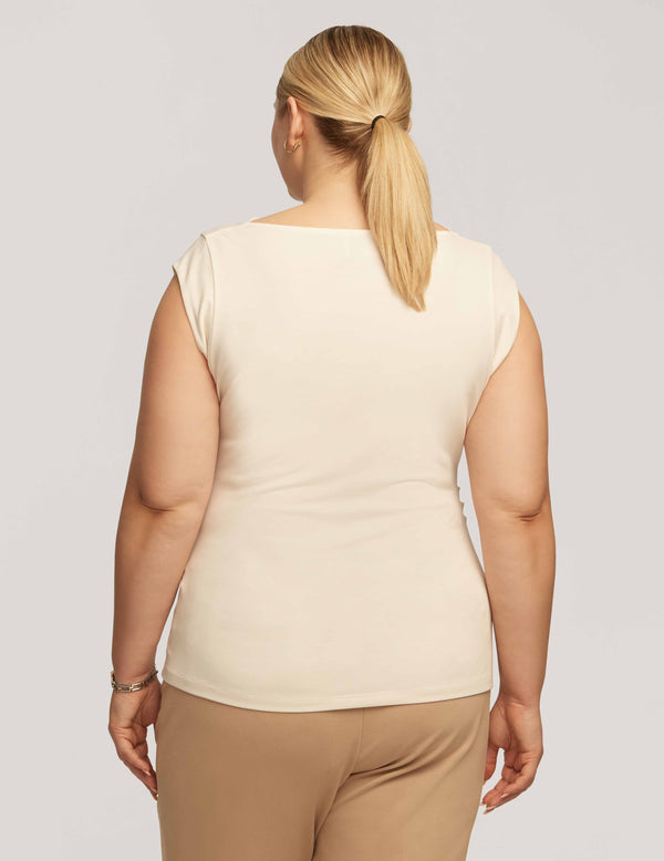 Anne Klein Plus Size Cap Sleeve Cowl Neck Top Anne White