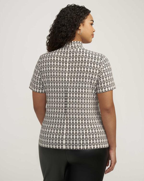Anne Klein Plus Size Chainlink Mock Neck Top- Sale Anne White/Anne Black