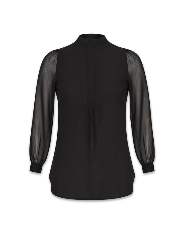 Anne Klein Plus Size Combo Sleeve Poet Blouse- Sale Anne Black