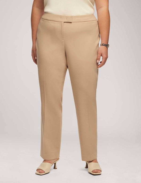 anne klein Plus Size Contour Stretch Bowie Pant- Sale Latte