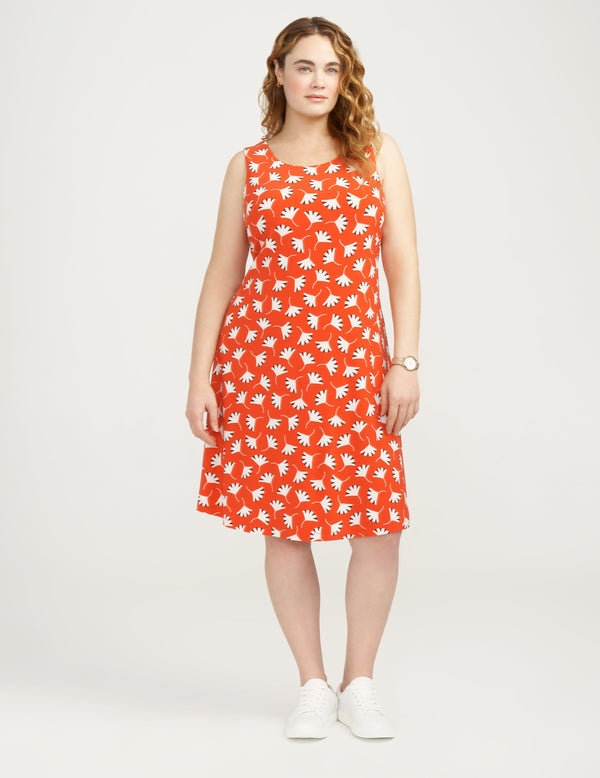 Anne Klein Plus Size Fit And Flare Dress- Sale Poppy/Anne White Combo