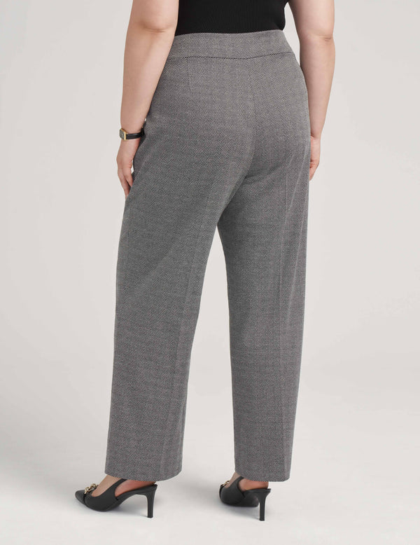 Anne Klein Plus Size Herringbone Pull On Wide Leg Pants- Sale Anne Black/ White