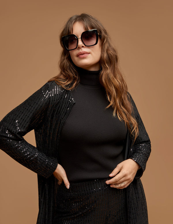 Anne Klein Plus Size Linear Shine Duster Anne Black