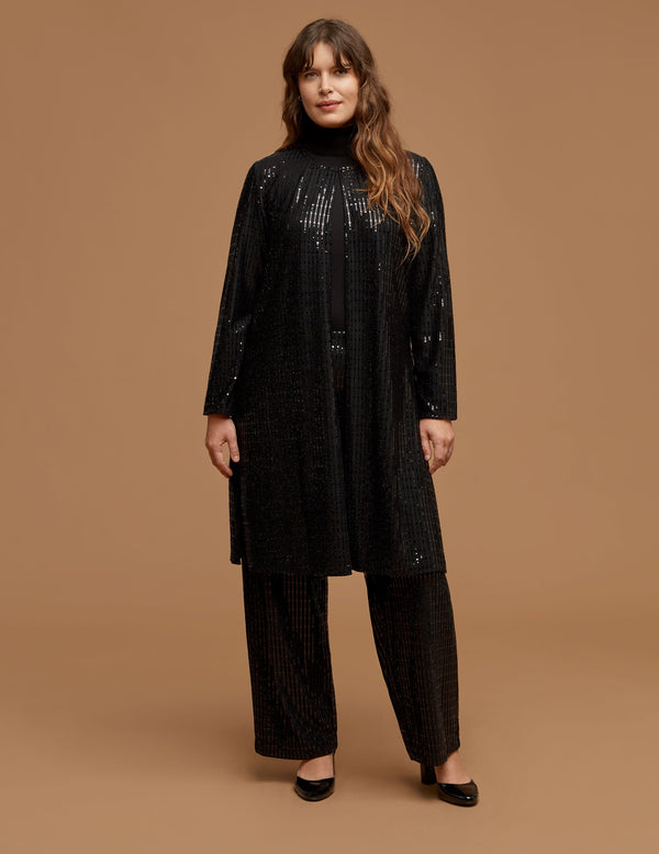 anne klein Plus Size Linear Shine Duster Anne Black