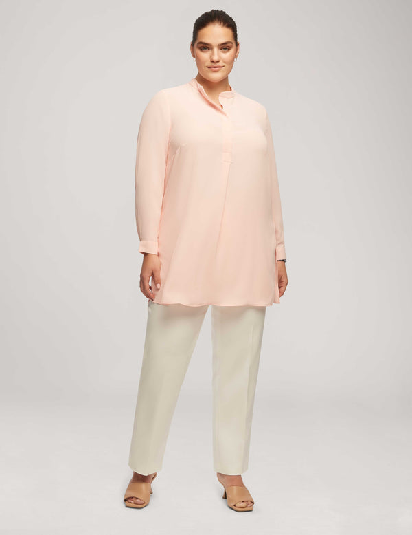 anne klein Plus Size Long Sleeve Popover Blouse Chery Blossom