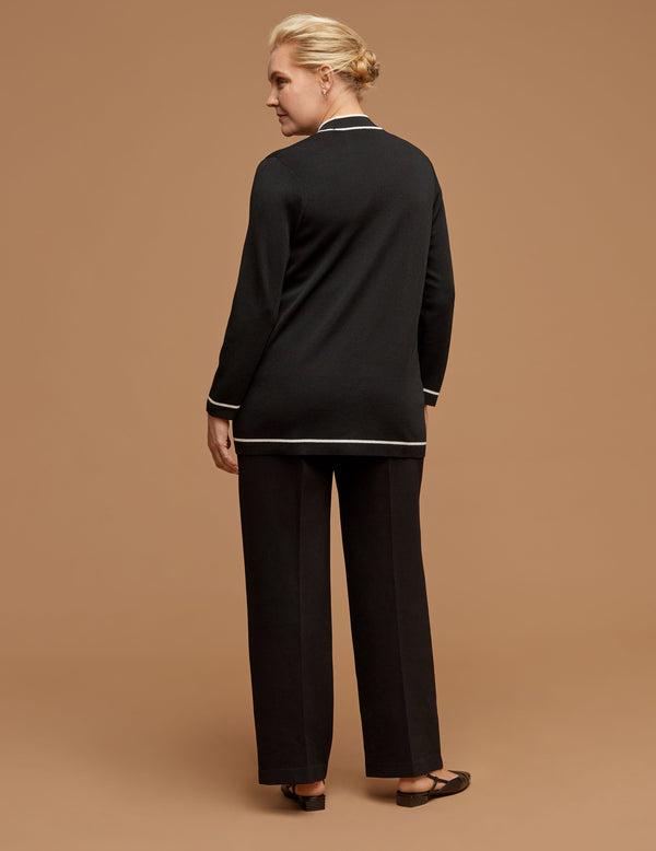 Anne Klein Plus Size Malibu Cardigan With Tipping Anne Black/ Anne White