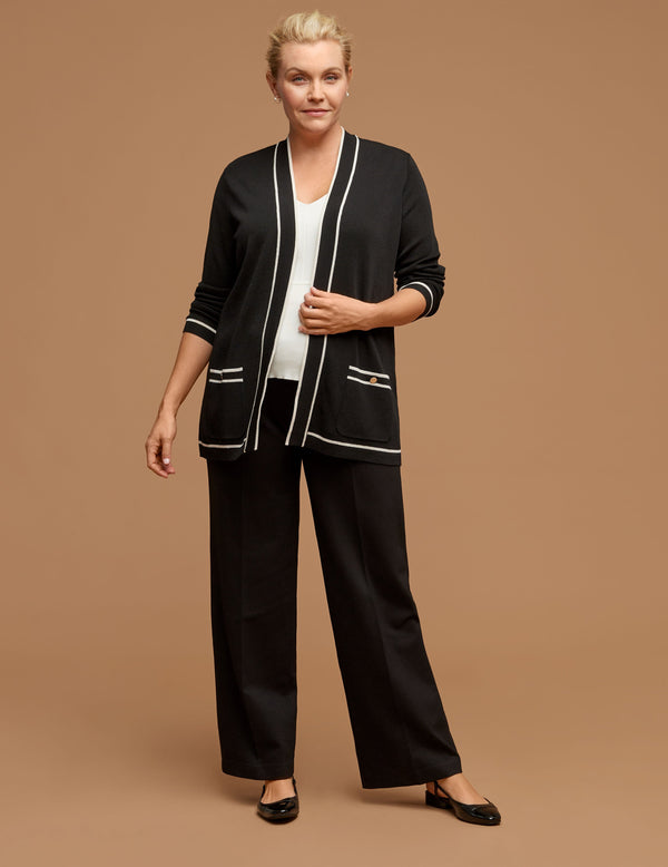 anne klein Plus Size Malibu Cardigan With Tipping Anne Black/ Anne White