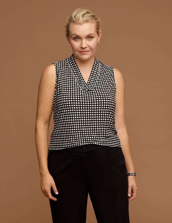 anne klein Plus Size Pearly Dot Triple Pleat Anne Black/ Anne White