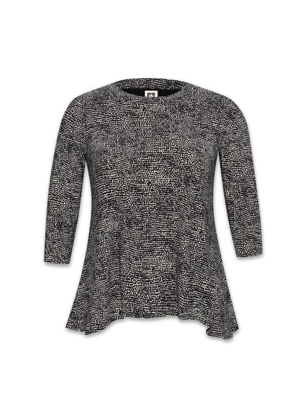 anne klein Plus Size Pebble Dot Sharkbite Knit Top- Sale Anne Black/Anne White