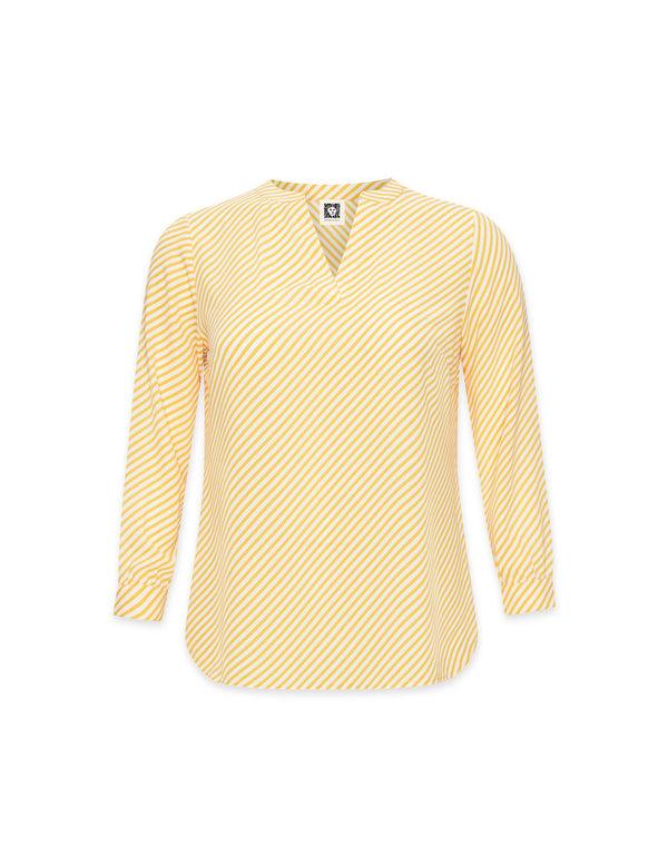 Anne Klein Plus Size Piazza Stripe Blouse- Sale Mondrian Yellow/NYC White