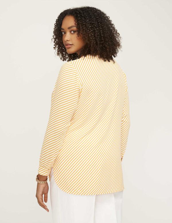 Anne Klein Plus Size Piazza Stripe Blouse- Sale Mondrian Yellow/NYC White
