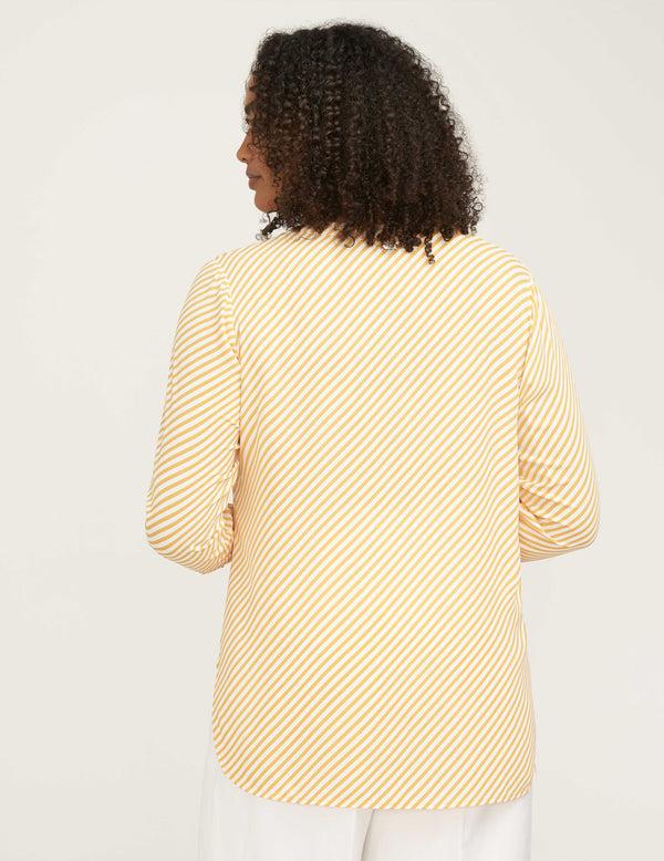 Anne Klein Plus Size Piazza Stripe Blouse- Sale Mondrian Yellow/NYC White