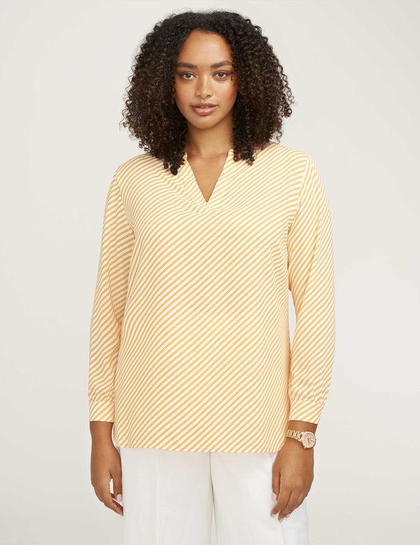 anne klein Plus Size Piazza Stripe Blouse- Sale Mondrian Yellow/NYC White