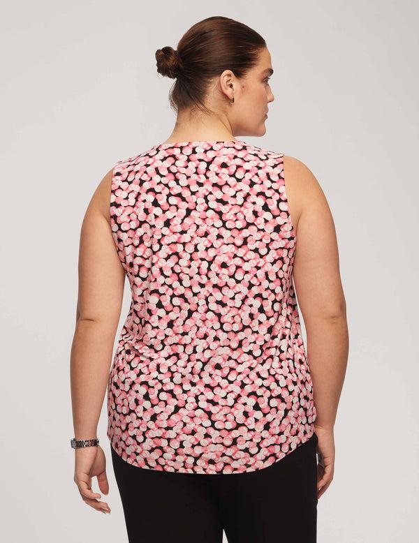Anne Klein Plus Size Printed Ity Pleat Front Shell Camellia Multi