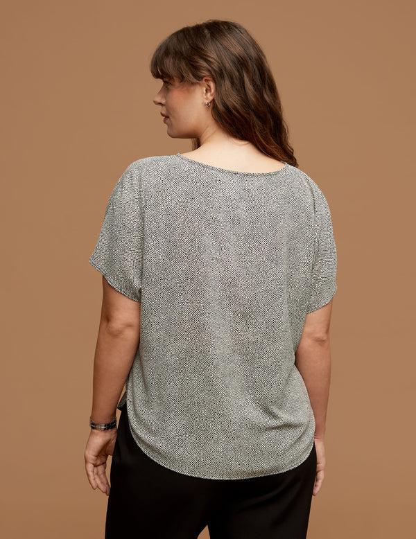 Anne Klein Plus Size Rambling Dot Bateu Blouse Anne White/Anne Black