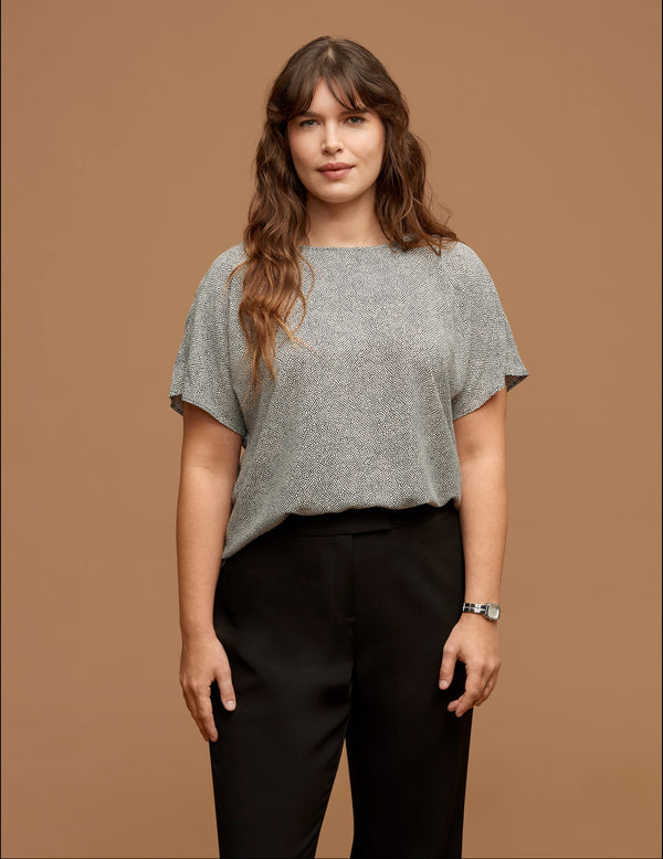 anne klein Plus Size Rambling Dot Bateu Blouse Anne White/Anne Black