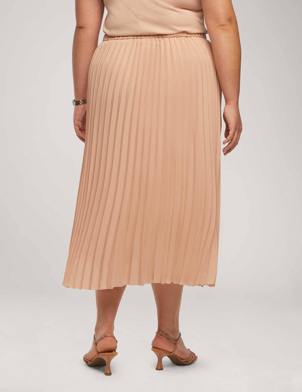 Anne Klein Plus Size Solid Pull On Pleated Skirt- Sale Cameo Pink