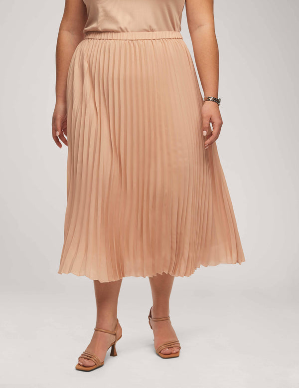 anne klein Plus Size Solid Pull On Pleated Skirt- Sale Cameo Pink