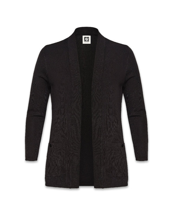 Anne Klein Plus Size Two Pocket Malibu Cardigan Anne Black
